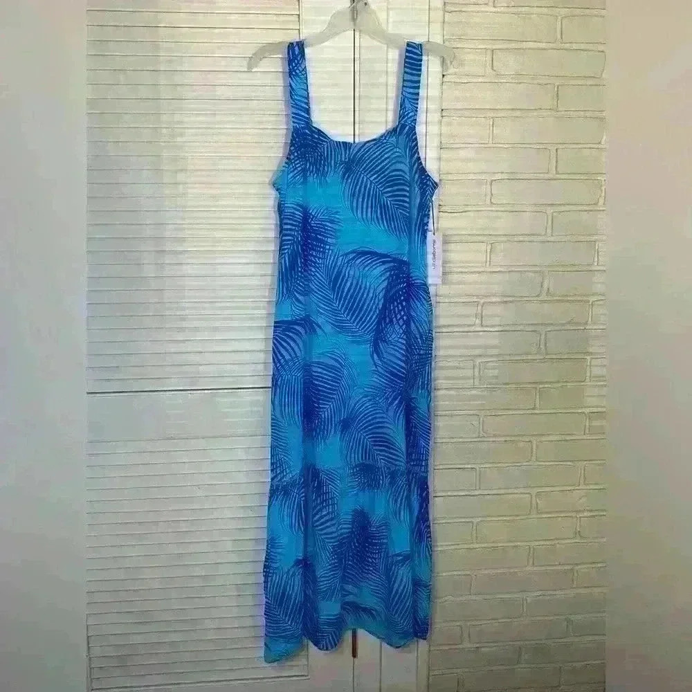 Liz Claiborne Linen CALYPSO PALMS Tank Dress Size Small - Picture 7 of 8